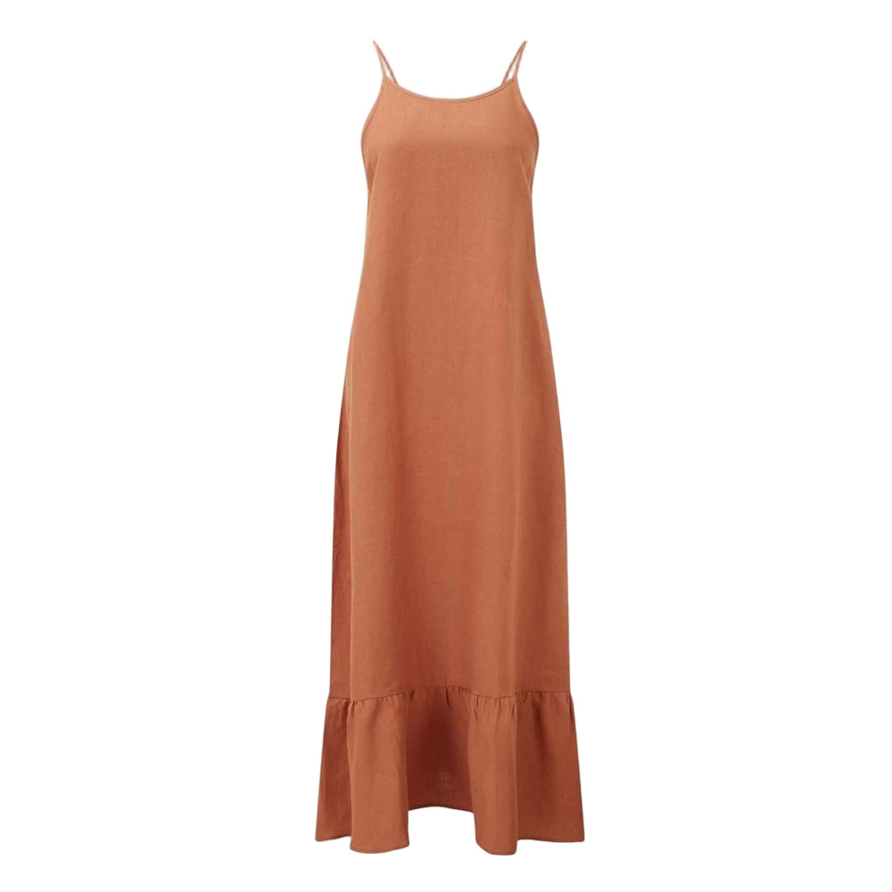 Arkitaip - Gerda Ruffled Slip Dress - Tangerine - M - 100% Linen - Picture 6 of 15
